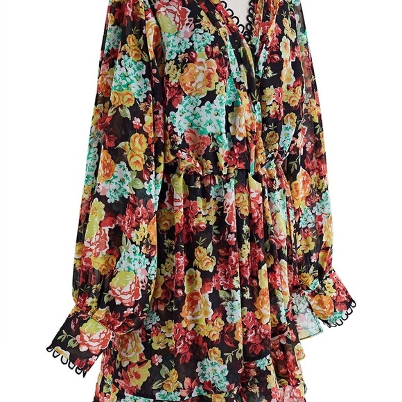CHICWISH BOUQUET PRINTED RUFFLE CHIFFON MINI - Picture 4 of 10